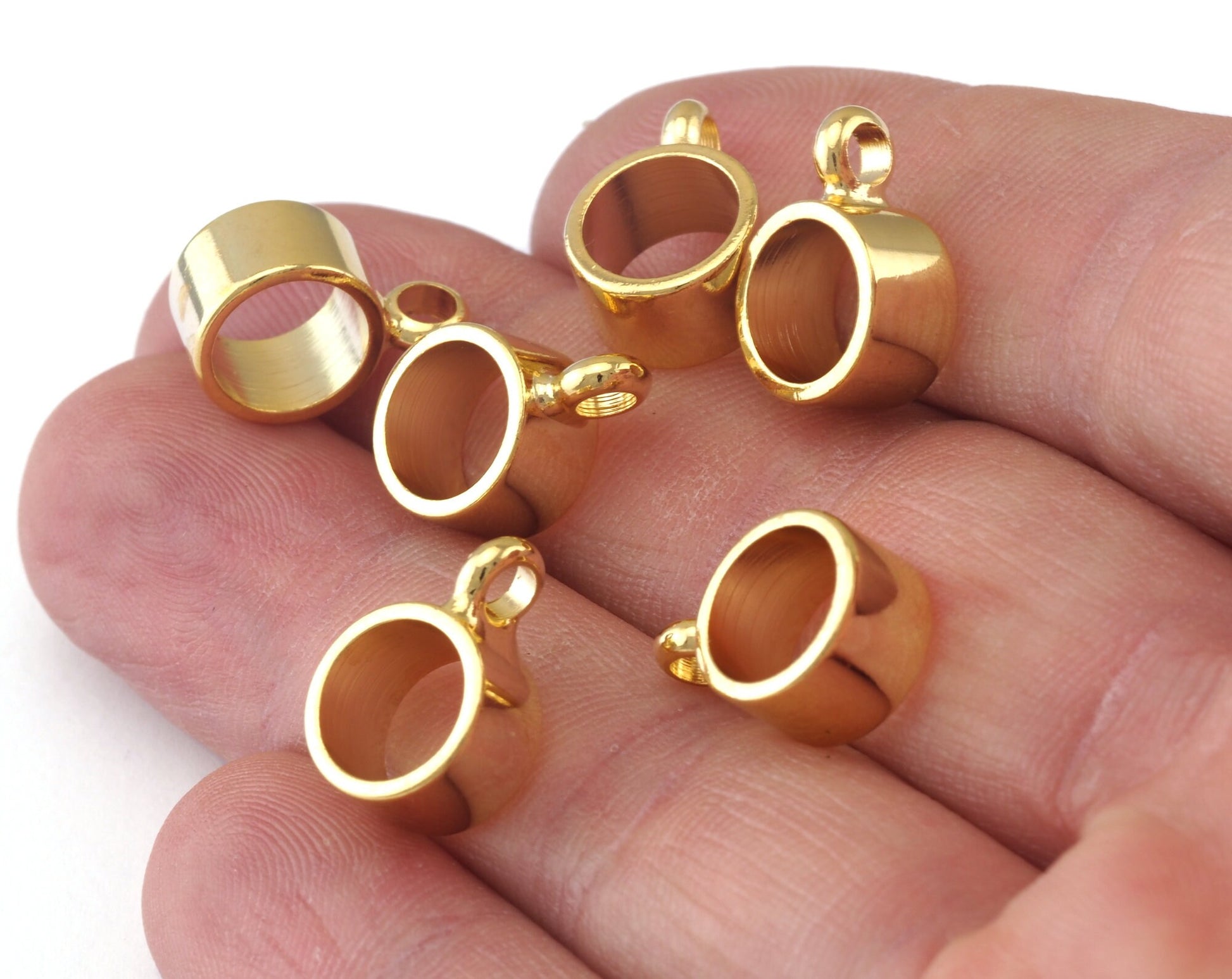 Bail Beads Charms Pendant Connector 15x10mm (8mm inside inner) Gold Plated Brass hanger holder spacer OZ2539