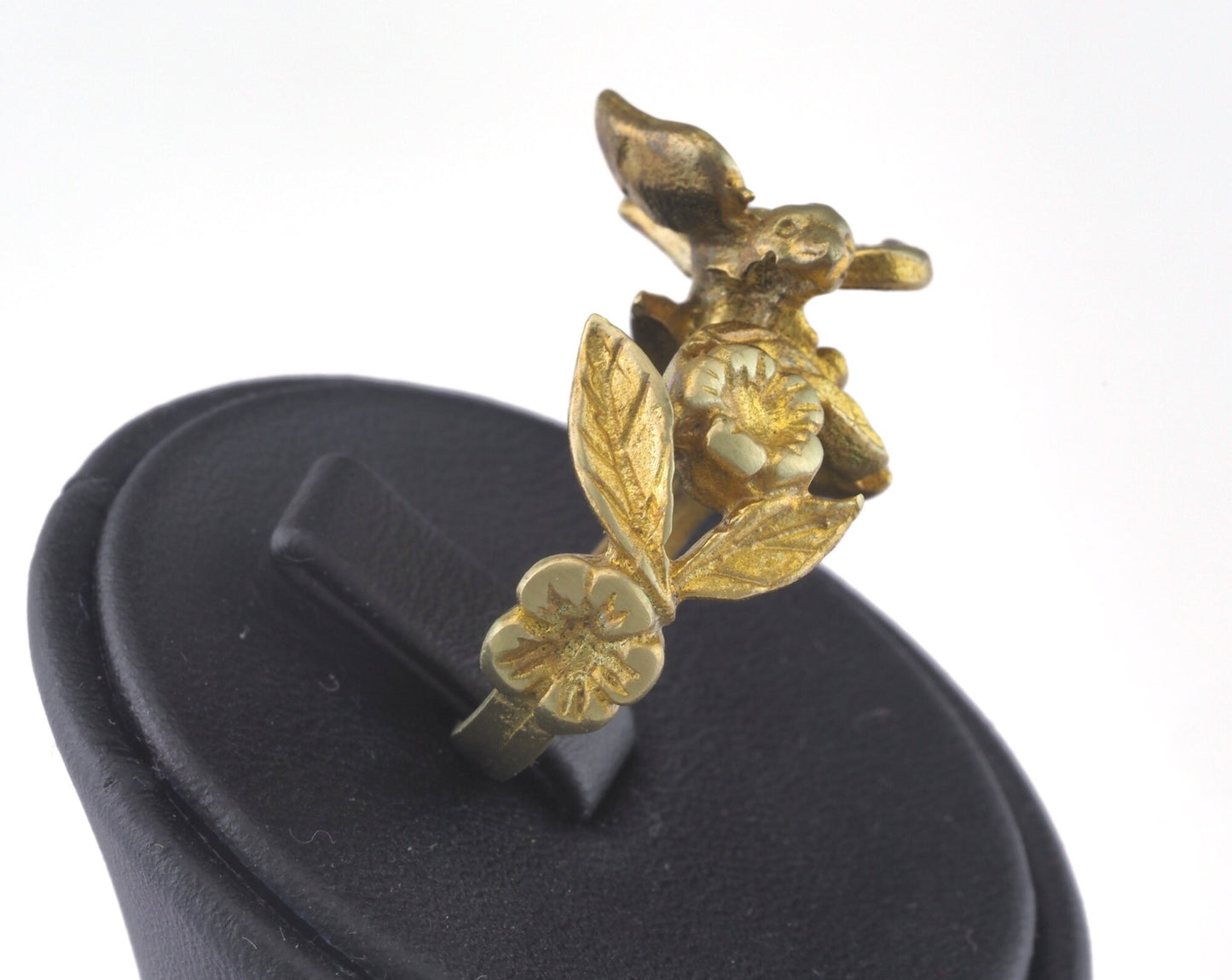 Ring Bird Flower Adjustable Ring Raw brass (17.5mm 7US inner size) OZ2636 ring25