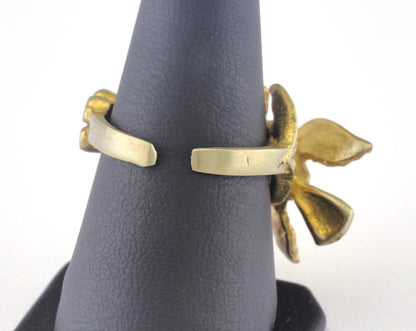 Ring Bird Flower Adjustable Ring Raw brass (17.5mm 7US inner size) OZ2636 ring25