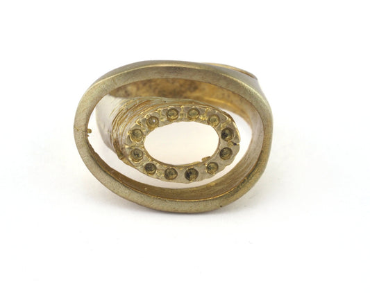 Oval Ring Adjustable Bezel (1mm) Raw brass (16.5mm 6US inner size - Adjustable ) OZ2641