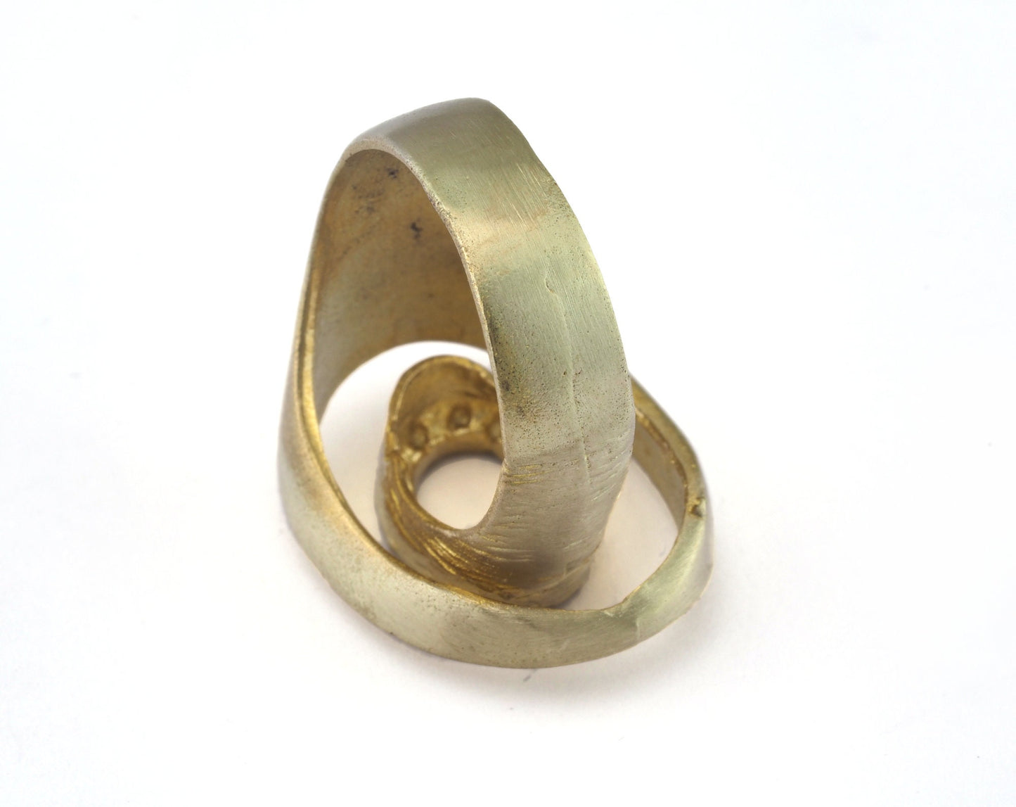 Oval Ring Adjustable Bezel (1mm) Raw brass (16.5mm 6US inner size - Adjustable ) OZ2641