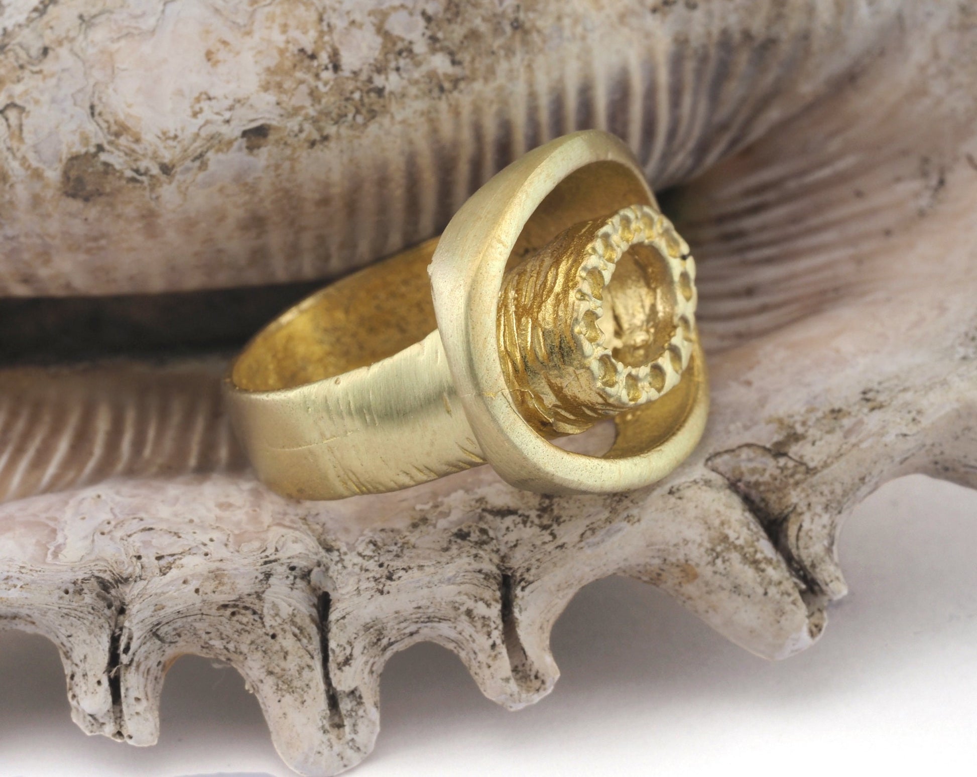 Oval Ring Adjustable Bezel (1mm) Raw brass (16.5mm 6US inner size - Adjustable ) OZ2641