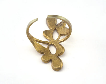 Minimalist Leaf Ring Adjustable Raw brass (18mm 8US inner size) OZ2643