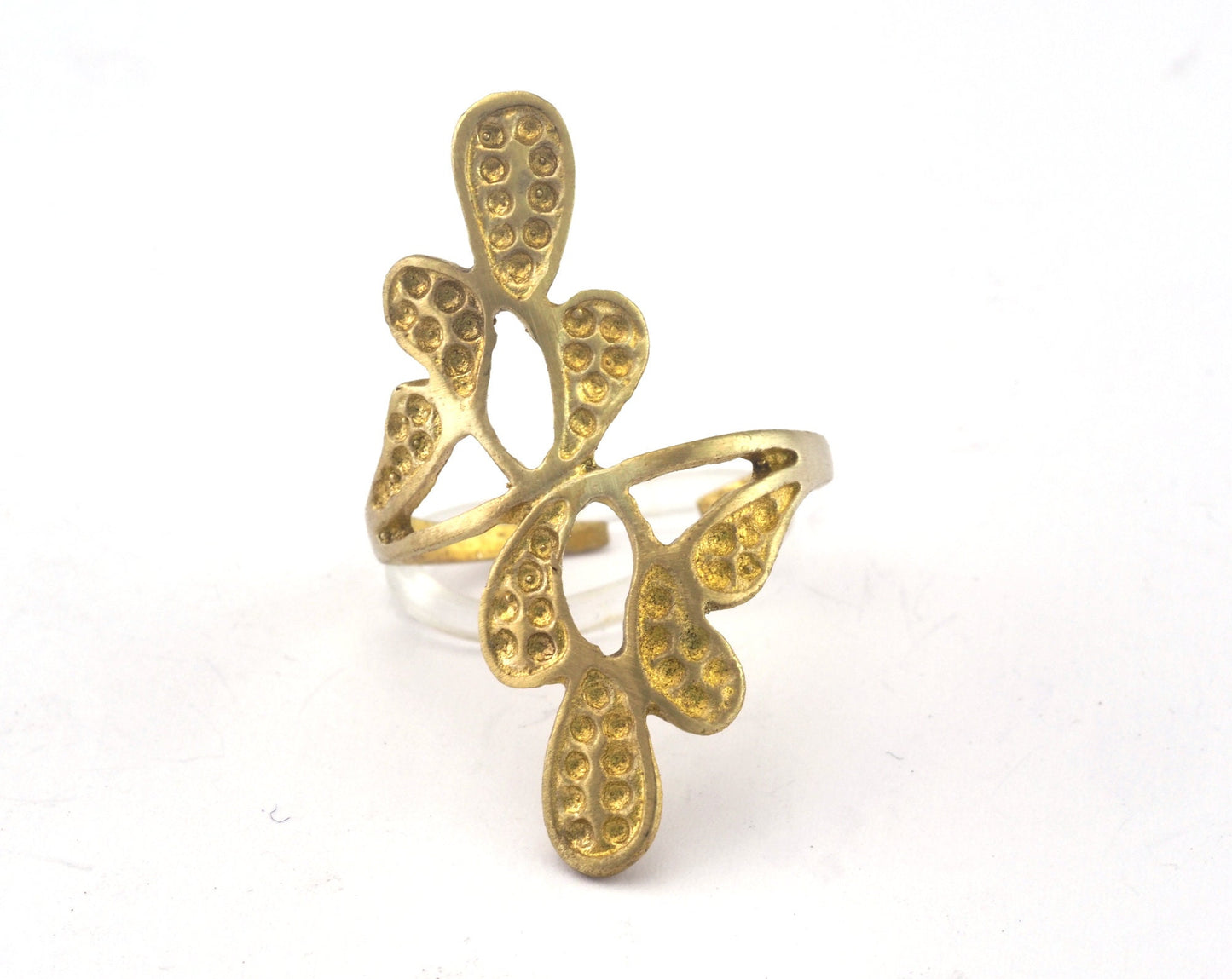 Minimalist Leaf Ring Adjustable Raw brass (18mm 8US inner size) OZ2643
