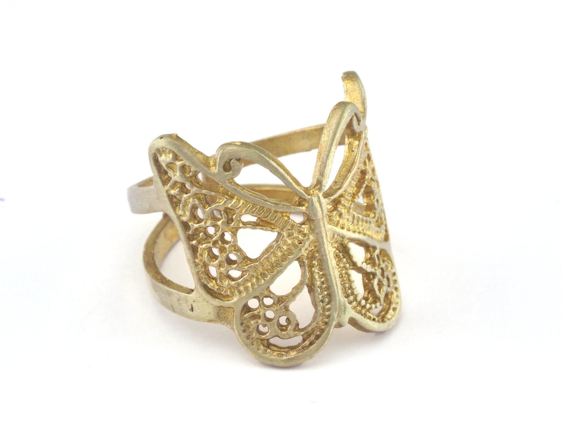 Butterfly Ring Adjustable Ring Raw brass (17.5mm 7US inner size) OZ2647