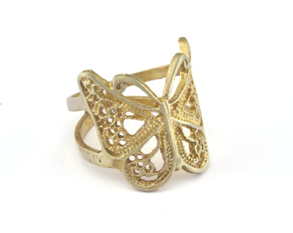 Butterfly Ring Adjustable Ring Raw brass (17.5mm 7US inner size) OZ2647