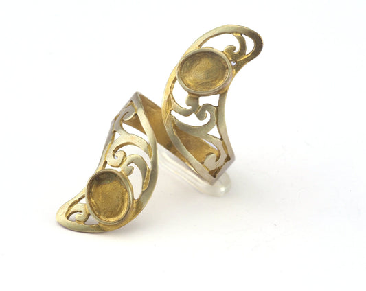 Ring Adjustable Ring Bezel (7x9mm) Raw brass (18mm 8US inner size - Adjustable ) OZ2648