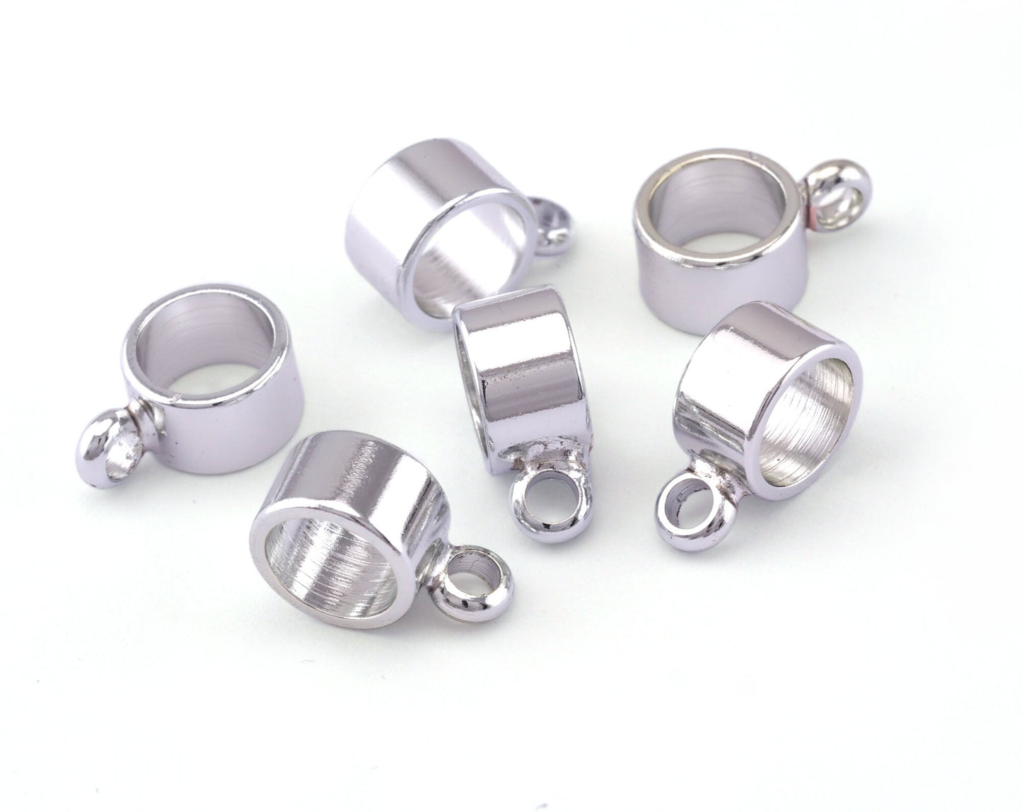 Bail Beads Charms Pendant Connector 15x10mm (8mm inside inner) Rhodium Plated Brass hanger holder spacer OZ2539