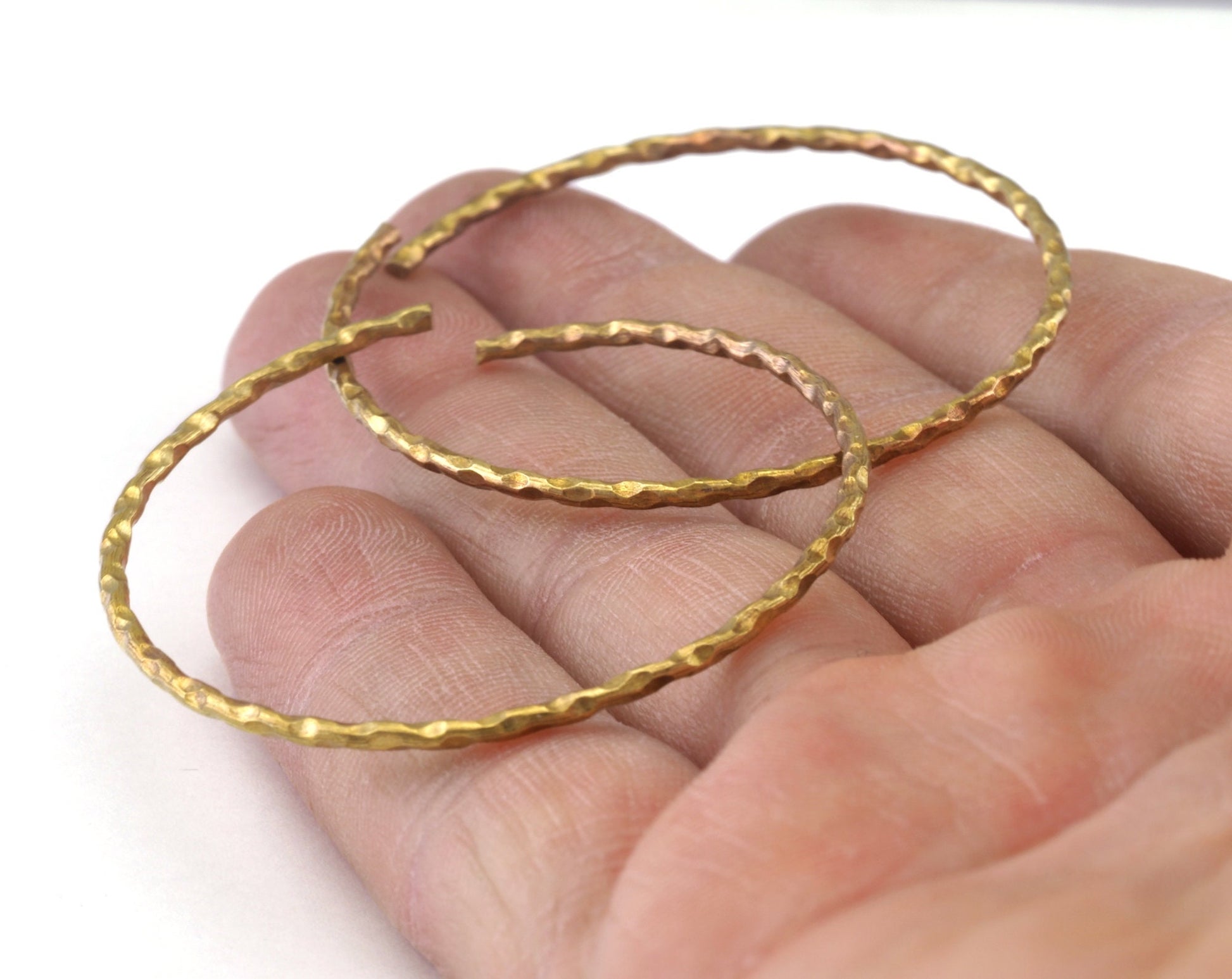 Open Hammered Shape Jump Ring 45mm (2mm Wire Thickness) Raw brass Findings 2545-220
