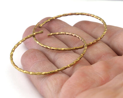 Open Hammered Shape Jump Ring 45mm (2mm Wire Thickness) Raw brass Findings 2545-220