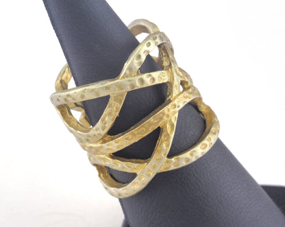 Ring Hammered Ring Adjustable Raw brass (18mm 7.5US inner size) OZ2650