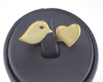 Minimalist Heart Bird Hammered Adjustable Ring Raw brass (18mm 8US inner size) OZ2652
