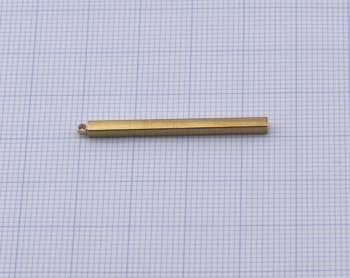 Square Bar Pendant with 1 Loop Raw Brass 2.5x35mm (1.3mm hole) Findings OZ2550-175