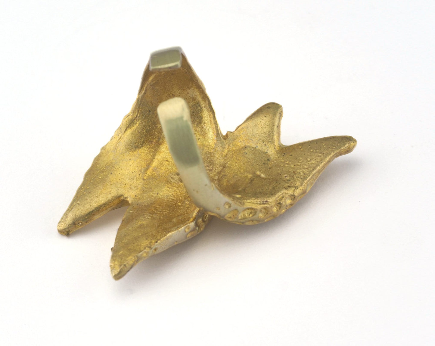 Hammered Leaf Flowers Ring Adjustable Raw brass (17.5mm 7US inner size) OZ1028