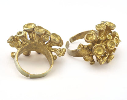 Ring Adjustable Ring Bezel - Cup Raw brass (18mm 8US inner size - Adjustable ) OZ2697