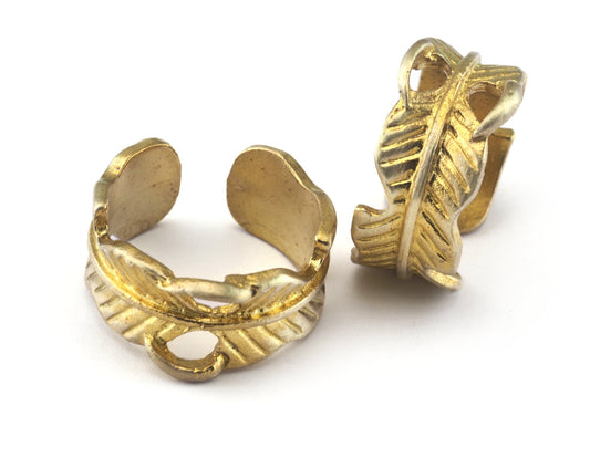Leaf Ring Adjustable Raw brass (18.5mm 8.5US inner size) OZ2704