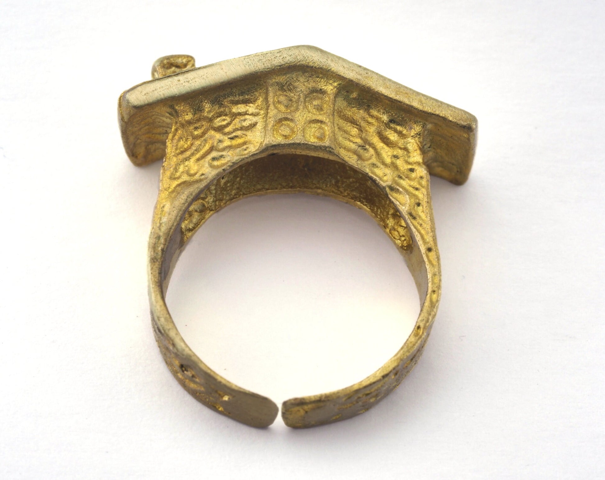 House Ring Adjustable Ring Raw brass (18.5mm 8.5US inner size) OZ2705