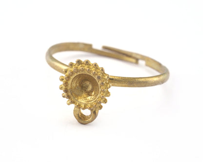 Ring Adjustable Ring Bezel - Loop Raw brass (18mm 7.5US inner size - Adjustable ) OZ2715