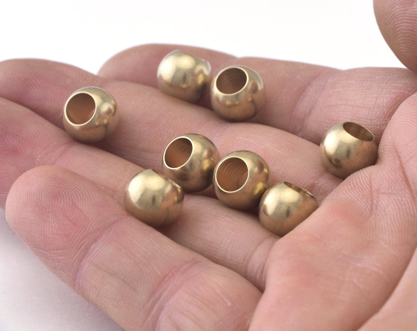 Raw Brass sphere Bead 10x7.5mm 9/32"x3/8" finding spacer (5.5mm 0.216" hole ) bab5 oz541