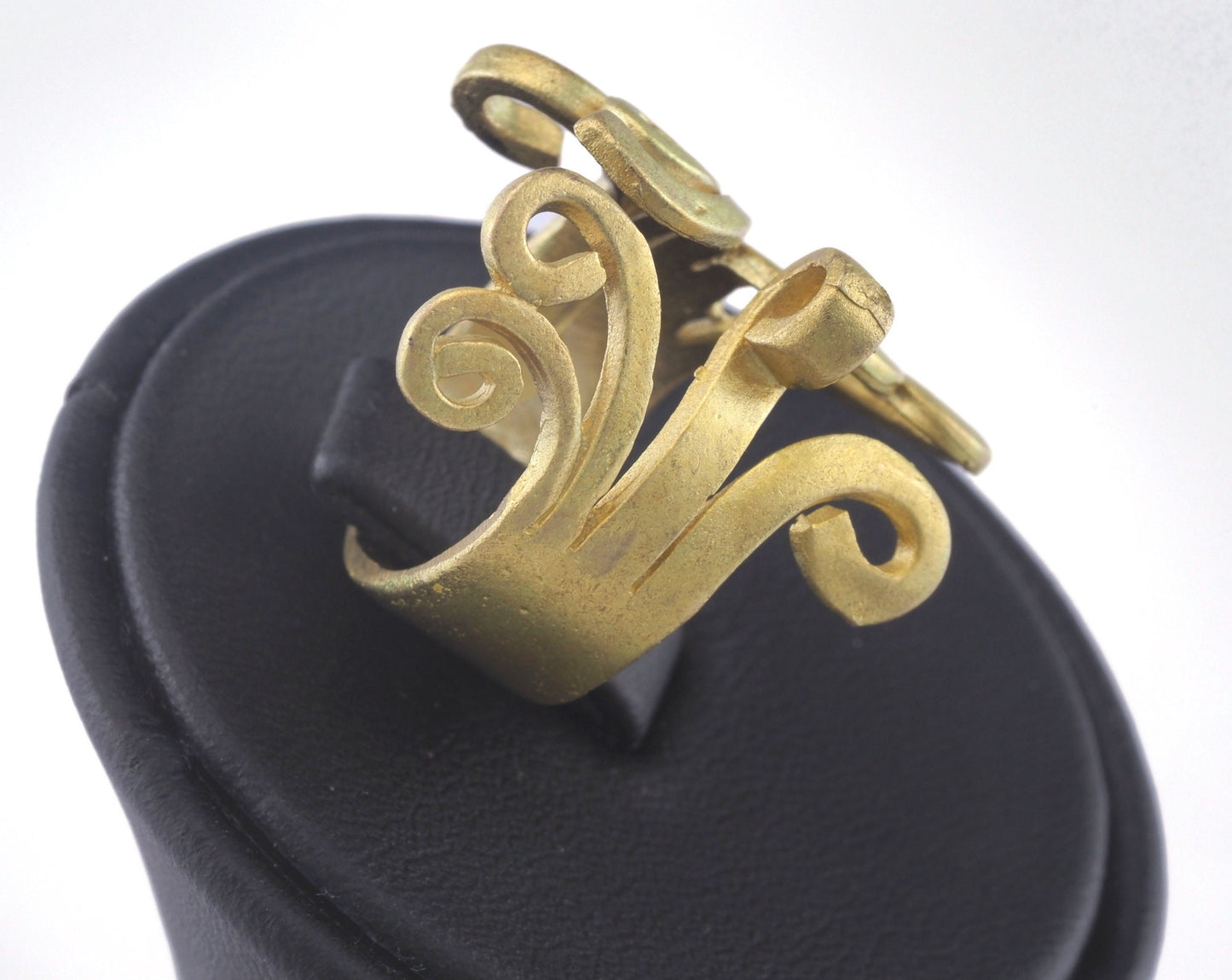 Ring Adjustable Fork Ring Loop - Raw brass (17mm 7US inner size - Adjustable ) OZ2748