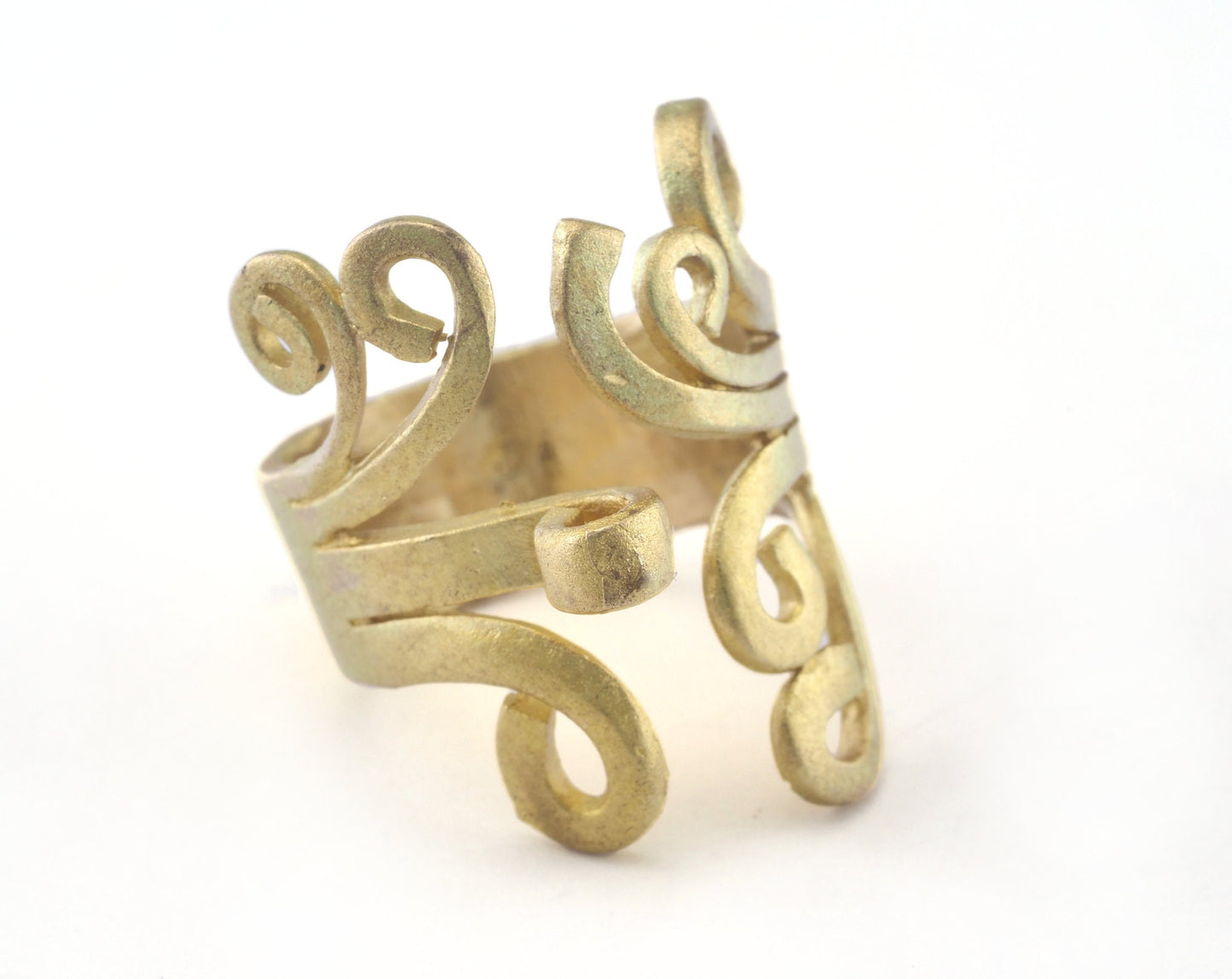 Ring Adjustable Fork Ring Loop - Raw brass (17mm 7US inner size - Adjustable ) OZ2748