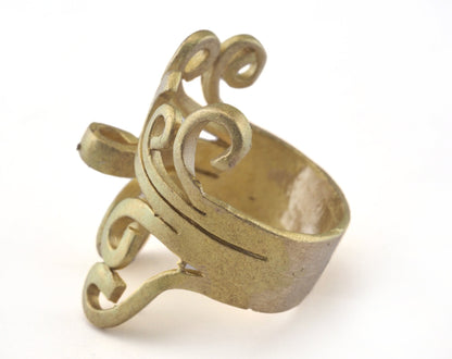 Ring Adjustable Fork Ring Loop - Raw brass (17mm 7US inner size - Adjustable ) OZ2748