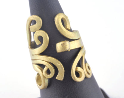 Ring Adjustable Fork Ring Loop - Raw brass (17mm 7US inner size - Adjustable ) OZ2748