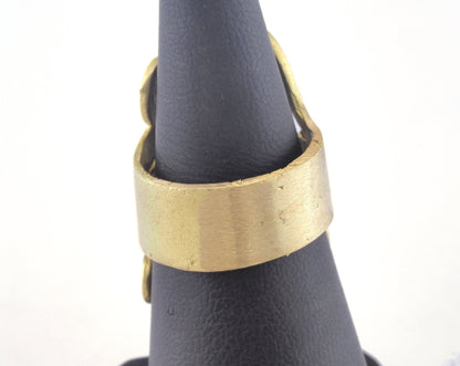 Ring Adjustable Fork Ring Loop - Raw brass (17mm 7US inner size - Adjustable ) OZ2748