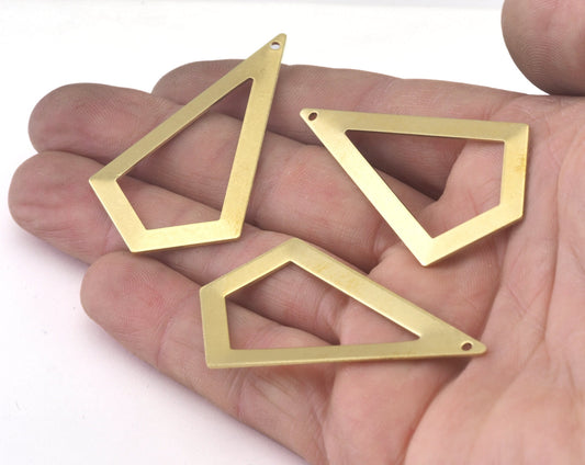 Kite shape quadrilateral raw brass 54x29mm 0.8 Thickness stamping blank 1 hole "thin frame" tag frame OZ2590-300