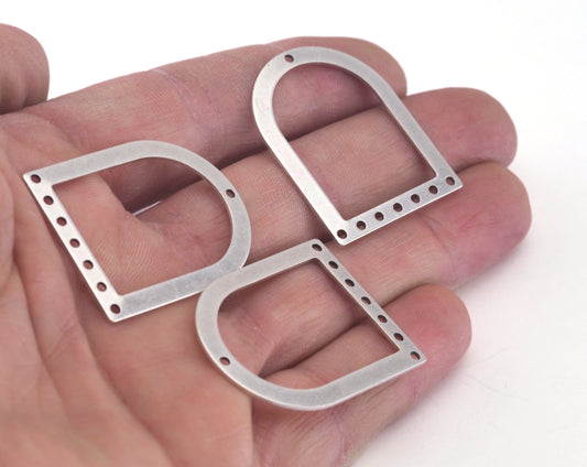 Semi Circle Rectangle Connector Charms Antique Silver Plated Brass 35x28mm 0.8mm thickness Findings OZ2770-220