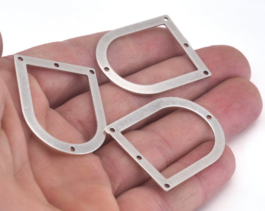 Semi Circle Rectangle Connector Charms Antique Silver Plated Brass 35x28mm 0.8mm thickness Findings OZ2769-220