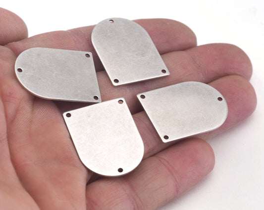 Semi Circle Rectangle Connector Charms Antique Silver Plated Brass 28x21mm 0.8mm thickness Findings OZ2764-360