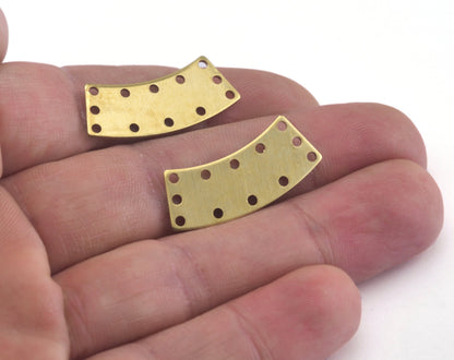Curved raw brass (optional holes) 28x12mm connector charms , findings earring OZ2818-155