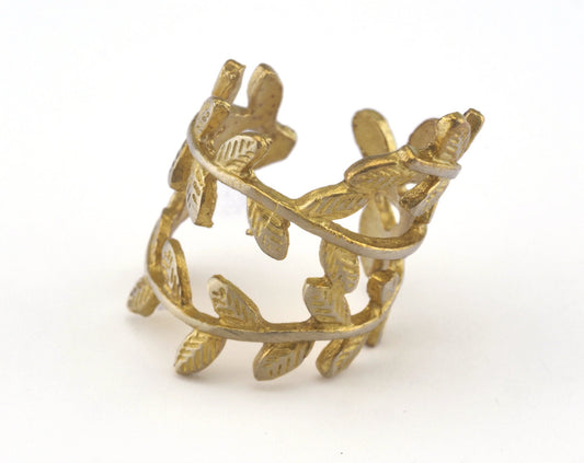 Leaf Ring Adjustable Raw brass (18mm 8US inner size) OZ2821