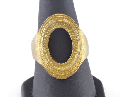 Ring Adjustable Ring Bezel - Raw brass (18mm 8US inner size - Adjustable ) OZ2826