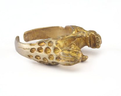 Leopard Ring Adjustable Raw brass (18.5mm 8.5US inner size) OZ2830