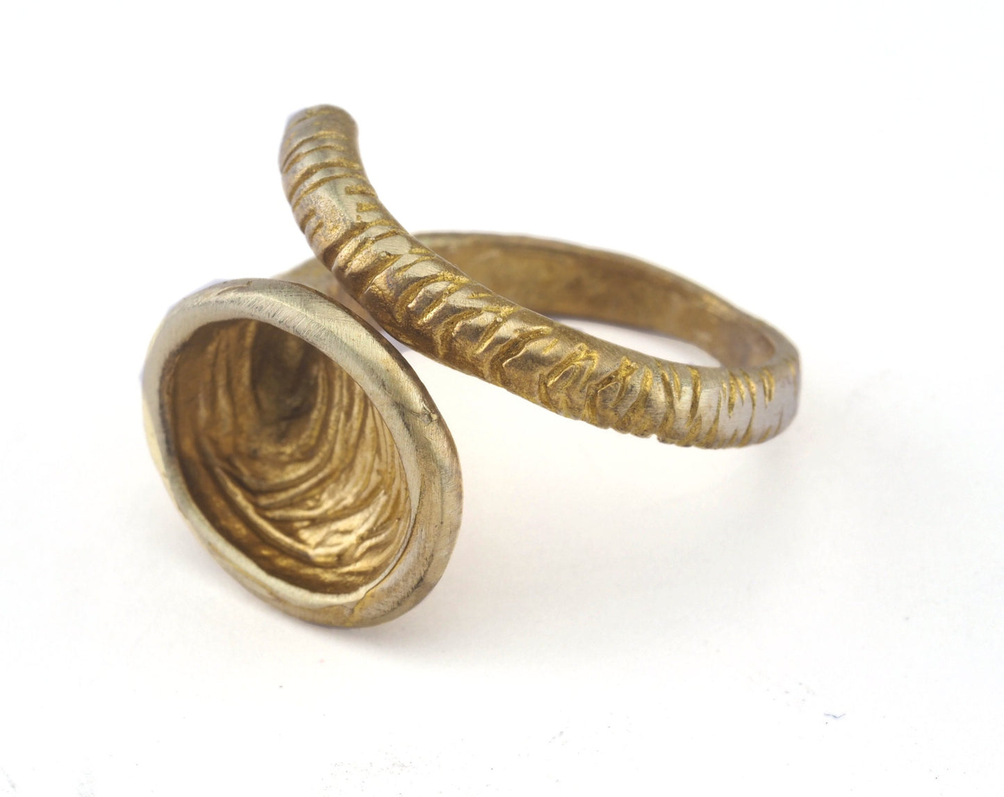 Ring Adjustable Flower Ring Raw brass (18mm 8US inner size - Adjustable ) OZ2831