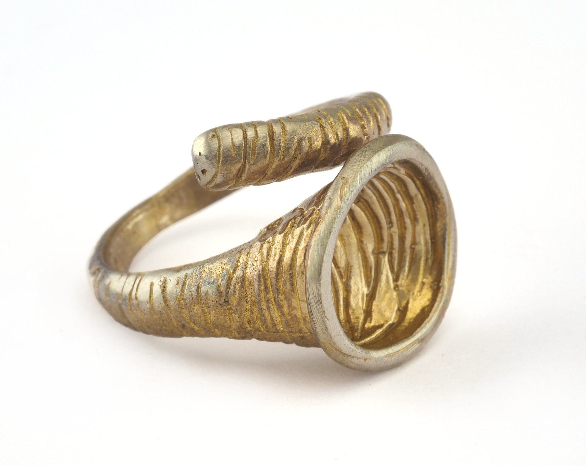 Ring Adjustable Flower Ring Raw brass (18mm 8US inner size - Adjustable ) OZ2831