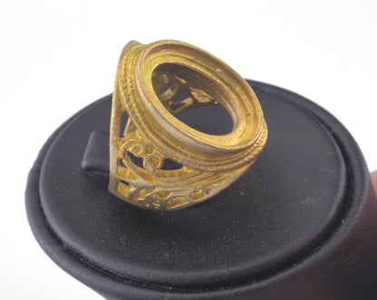 Ring Adjustable Ring 13x18 Bezel - Raw brass (18mm 7.5US inner size - Adjustable ) OZ2840
