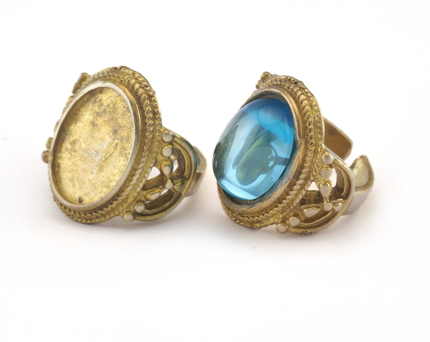 Ring Adjustable Ring Bezel - Raw brass (18mm 7.5US inner size - Adjustable ) OZ2841