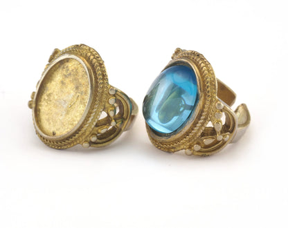 Ring Adjustable Ring Bezel - Raw brass (18mm 7.5US inner size - Adjustable ) OZ2841