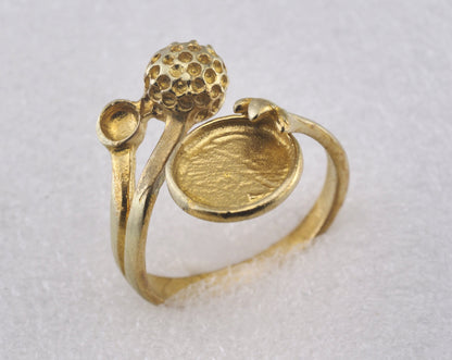 Ring Adjustable Ring Bezel - Raw brass (19mm 9US inner size - Adjustable ) OZ2849