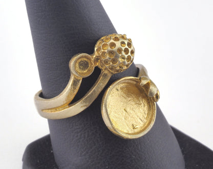 Ring Adjustable Ring Bezel - Raw brass (19mm 9US inner size - Adjustable ) OZ2849