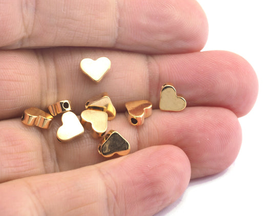 Heart Shape gold plated bead 6mm 0,24" (hole 1.4mm 0.055") bab1 oz282g