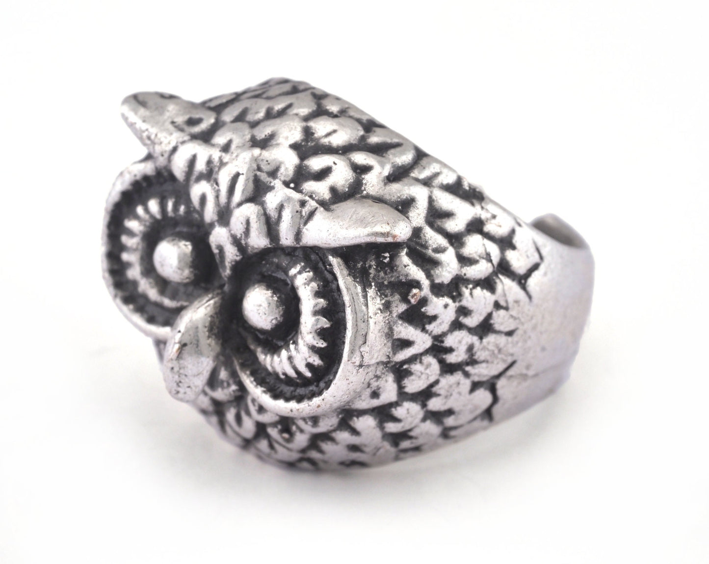 Owl Ring Adjustable Antique Silver Plated Brass 1 Pc. (20mm 10.5US inner size) OZ2870
