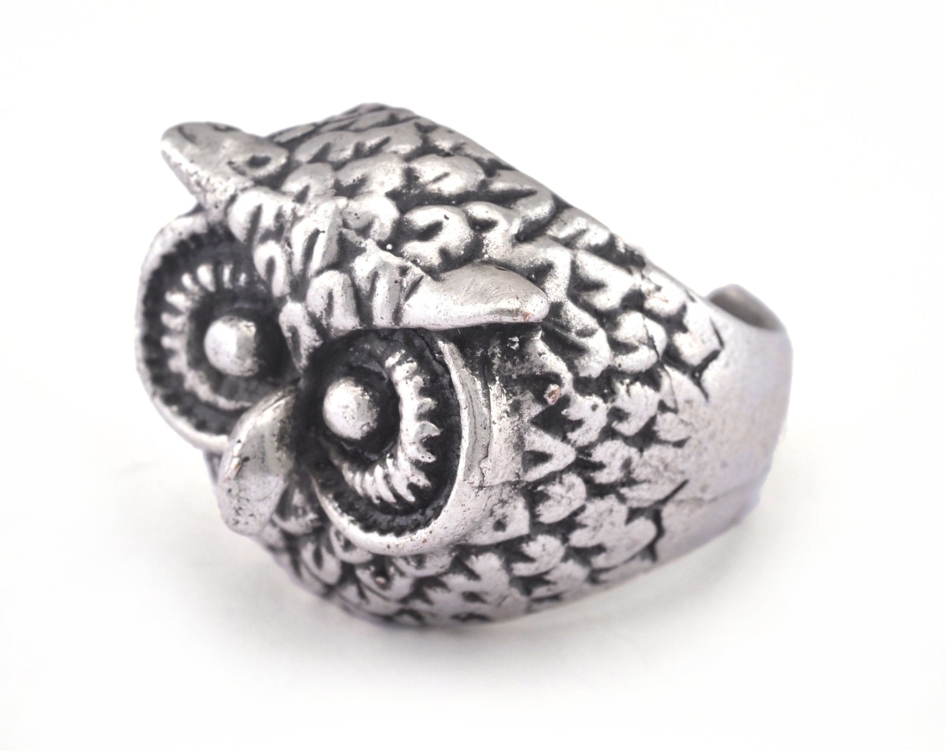 Owl Ring Adjustable Antique Silver Plated Brass 1 Pc. (20mm 10.5US inner size) OZ2870