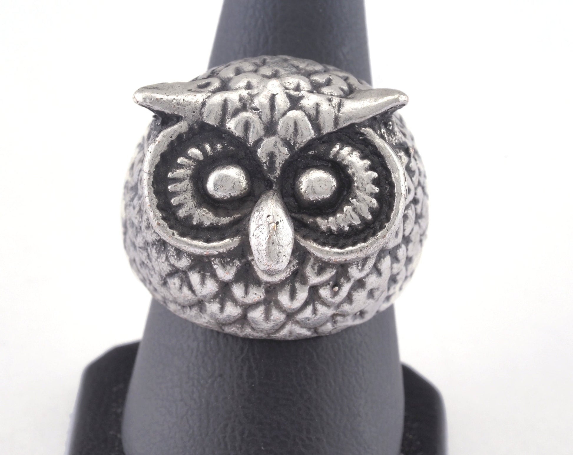 Owl Ring Adjustable Antique Silver Plated Brass 1 Pc. (20mm 10.5US inner size) OZ2870
