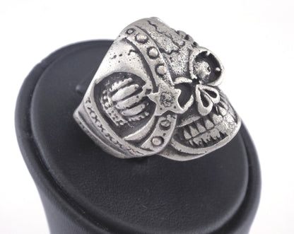 Skull Adjustable Ring Antique Silver Plated Brass 1 Pc. (18.75mm 8.5US inner size) OZ2891