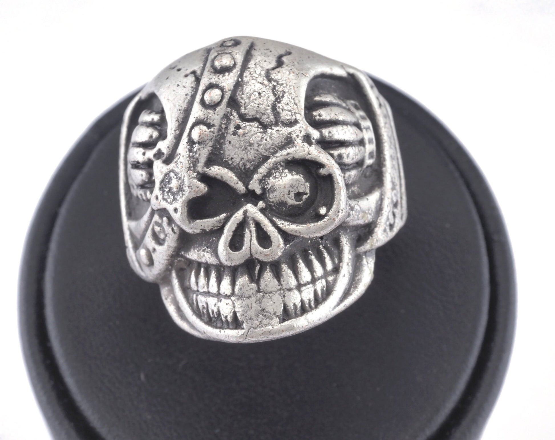Skull Adjustable Ring Antique Silver Plated Brass 1 Pc. (18.75mm 8.5US inner size) OZ2891