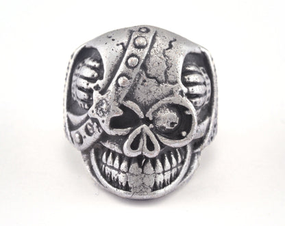 Skull Adjustable Ring Antique Silver Plated Brass 1 Pc. (18.75mm 8.5US inner size) OZ2891
